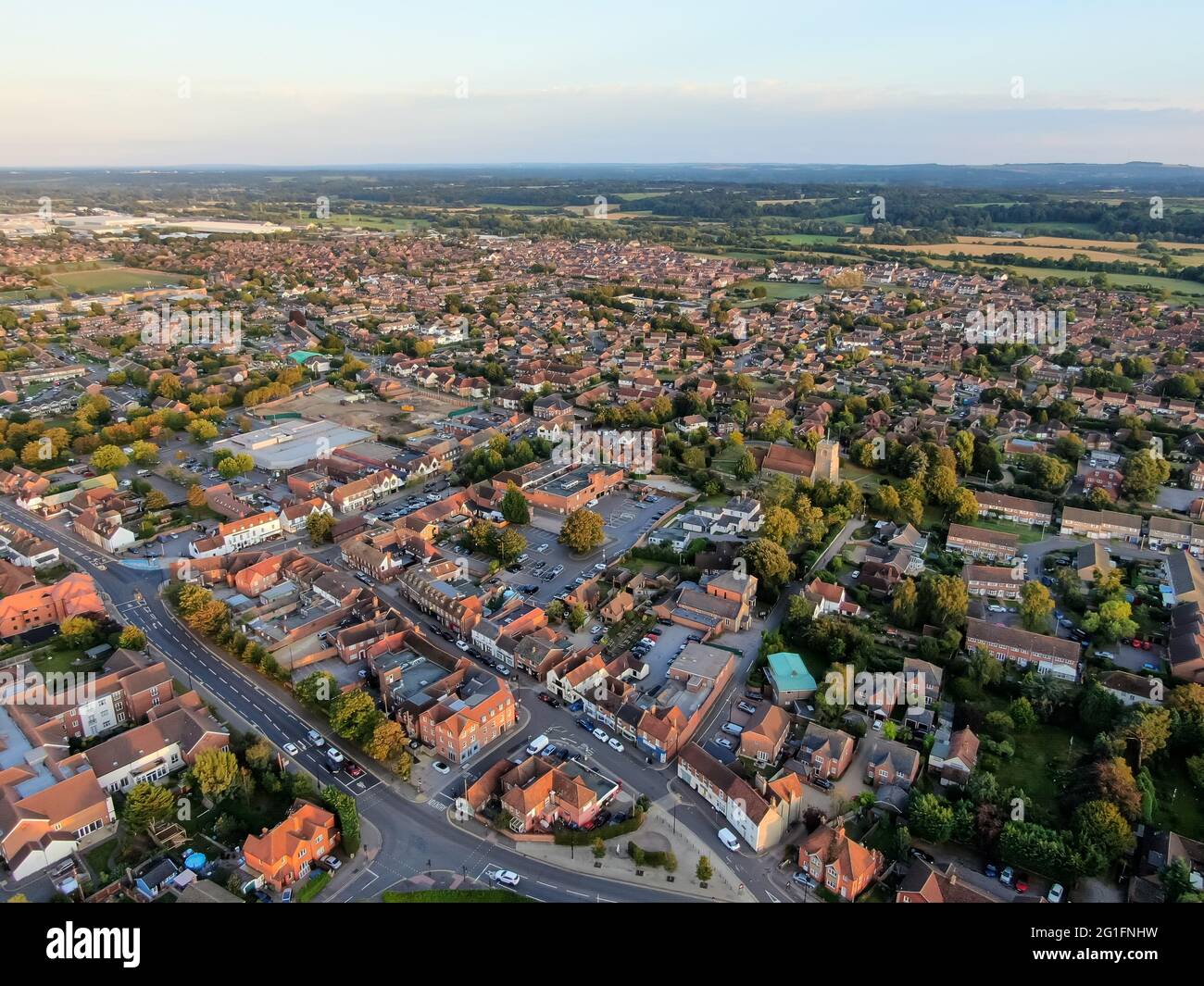 Aerial view of Thatcham in Berkshire Stock Photo