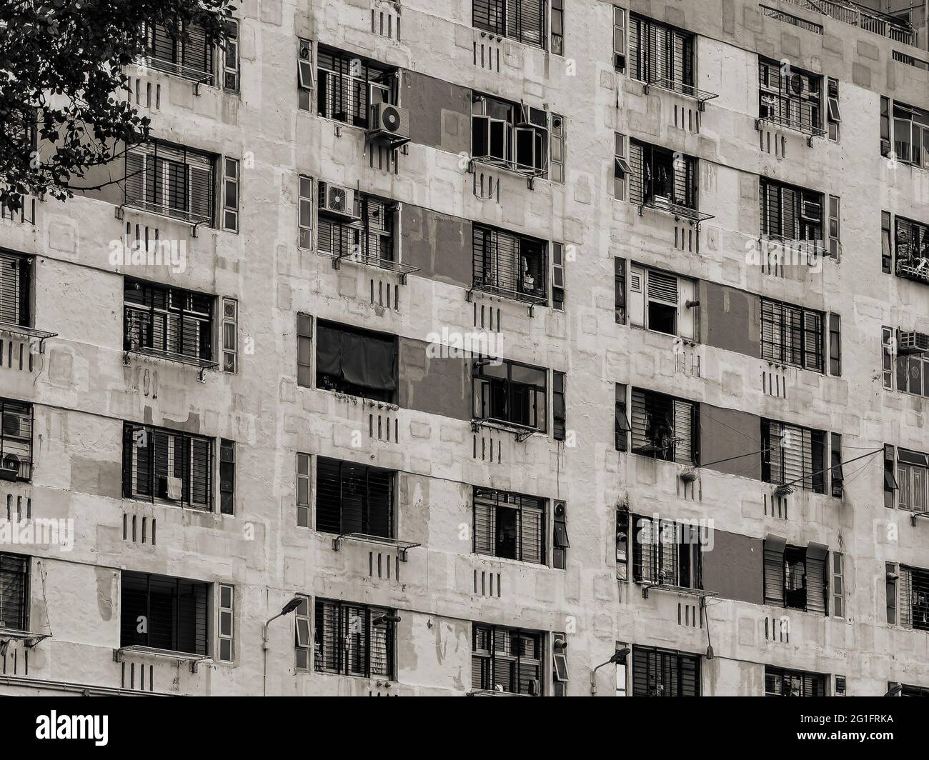 Exterior of apartment building; Black and White style Stock Photo - Alamy