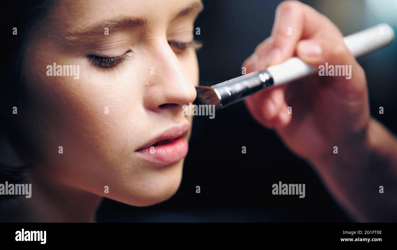 Hand applying foundation close hi-res stock photography and images - Alamy