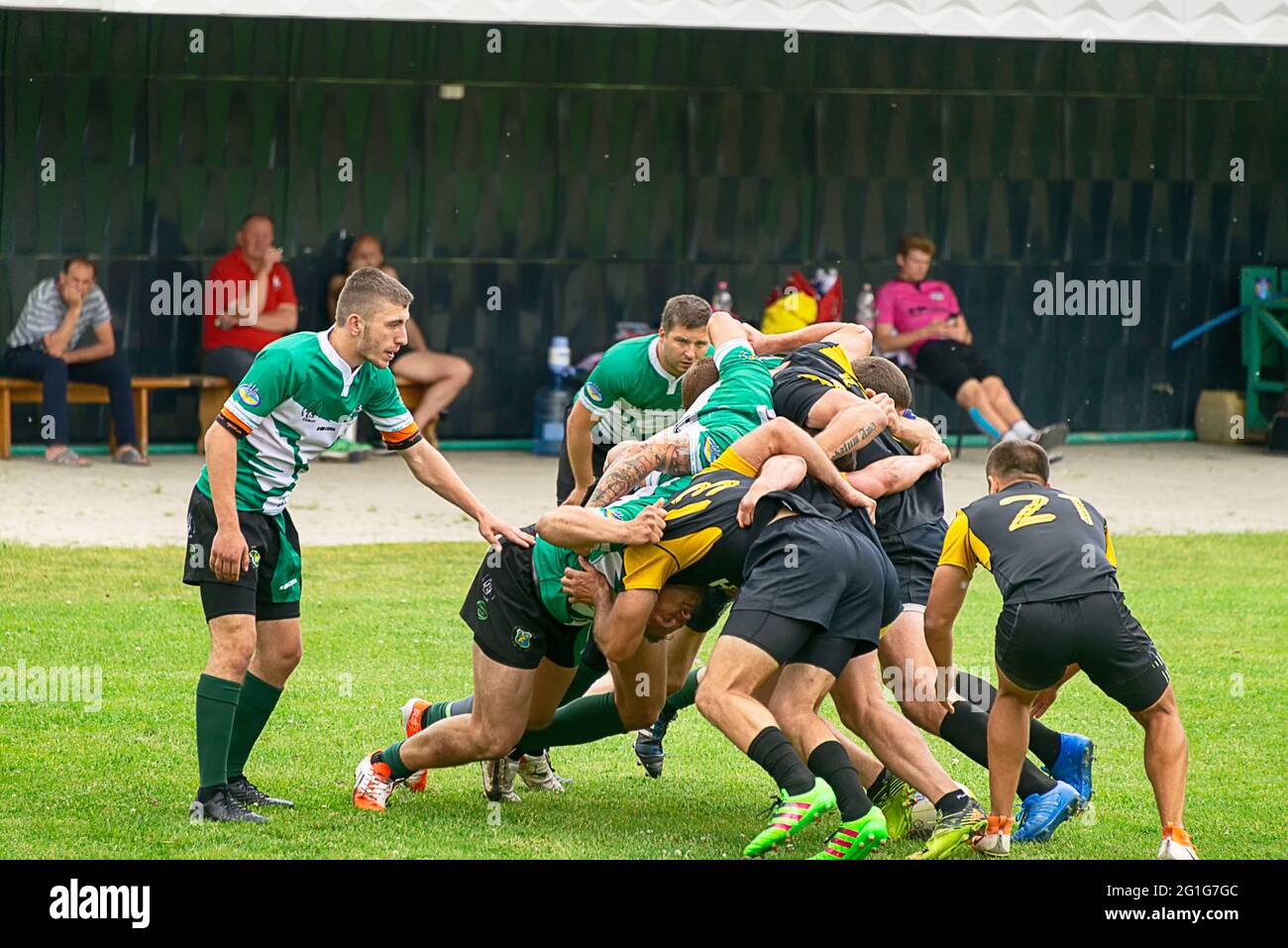 Ukraine Rugby Lviv, Ukraine --- June, 06.2021: Players of the amateur rugby teams ...
