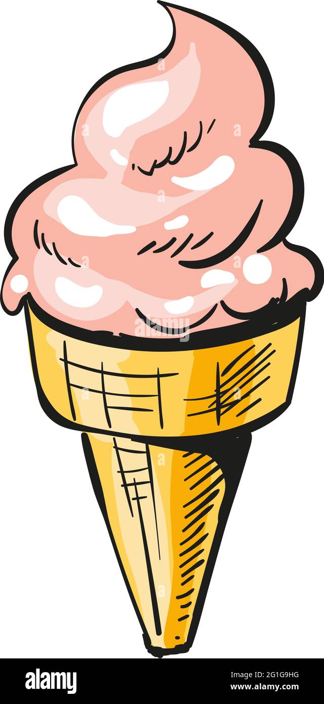 Ice-cream waffle cone vector isolated illustration on white Stock ...