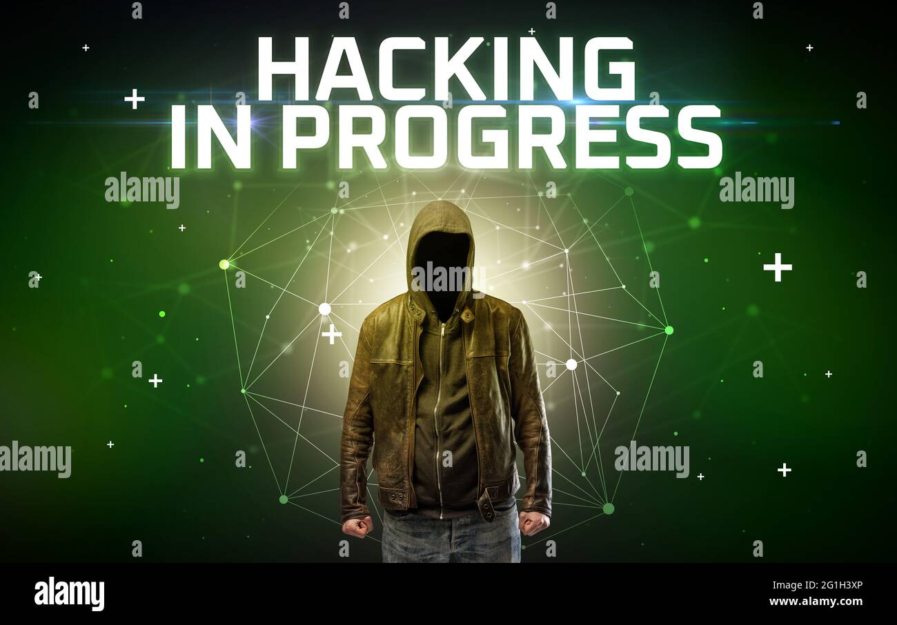 Mysterious hacker, online attack concept Stock Photo