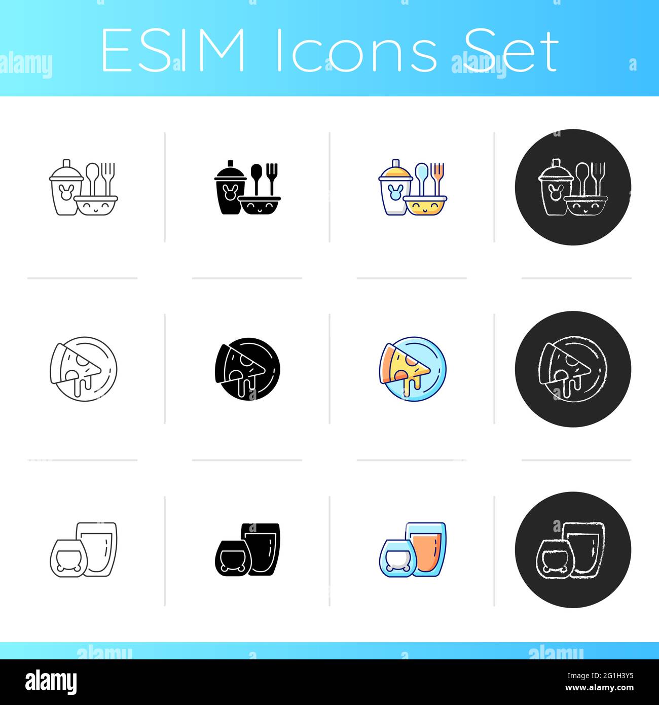 Kitcken dinnerware icons set Stock Vector