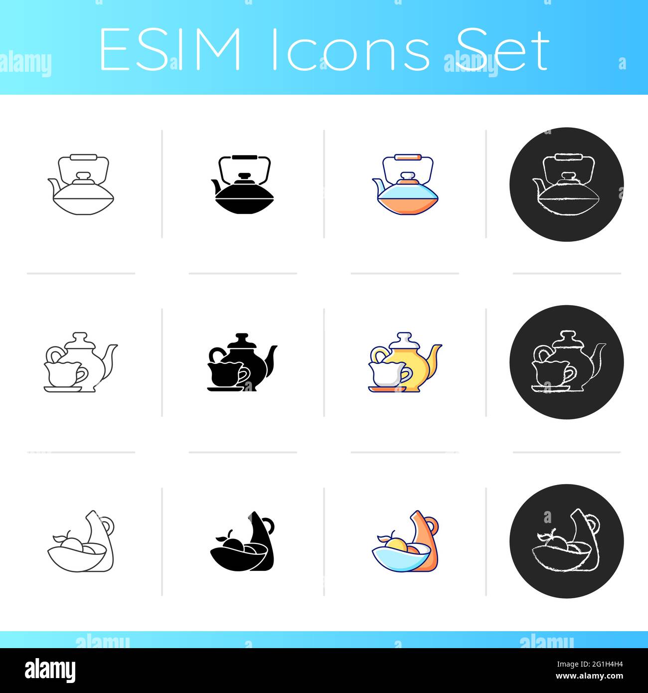 Dinner accessories icons set Stock Vector