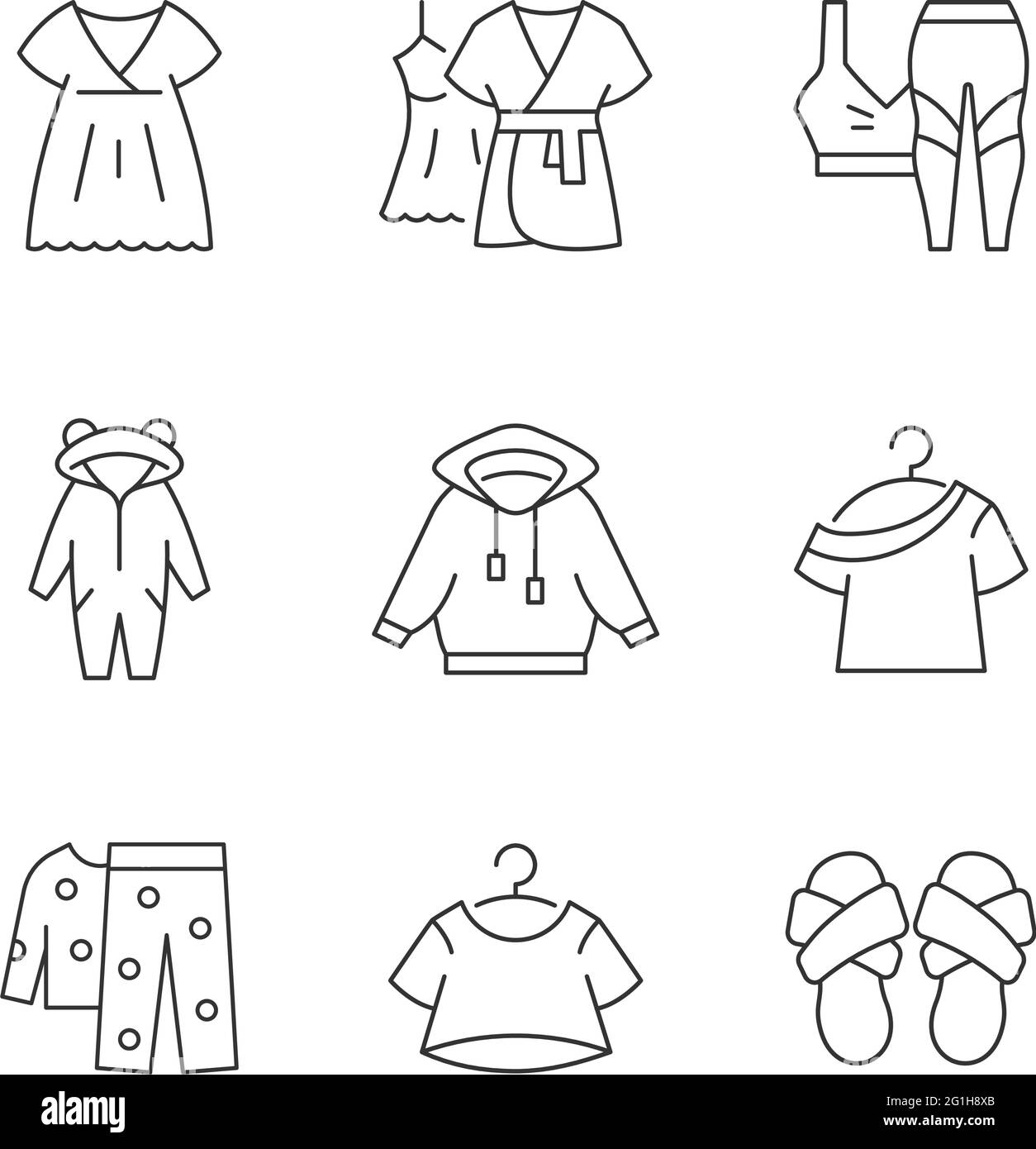 Comfortable sleepwear linear icons set Stock Vector Image & Art 