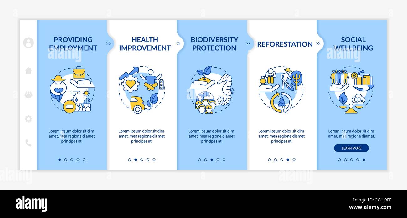 Carbon offsetting advantages onboarding vector template Stock Vector