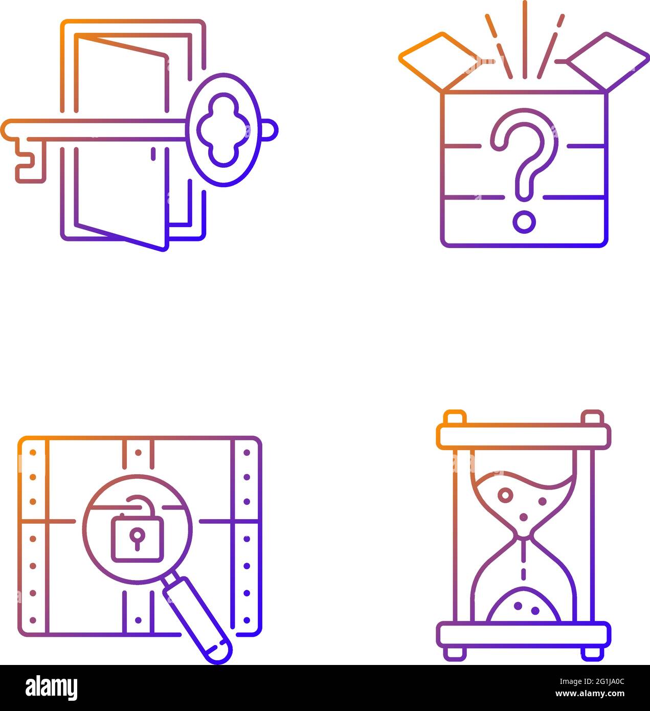 Puzzle gradient linear vector icons set Stock Vector