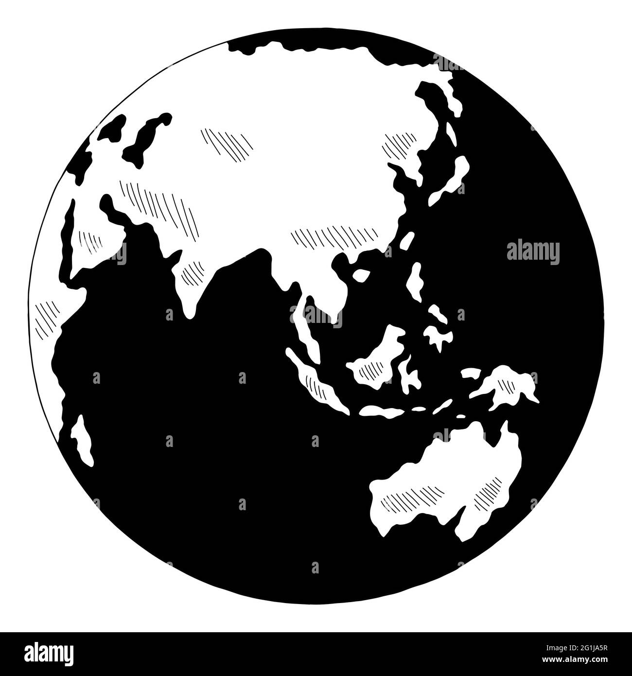Globe earth graphic black white isolated sketch illustration vector Stock Vector