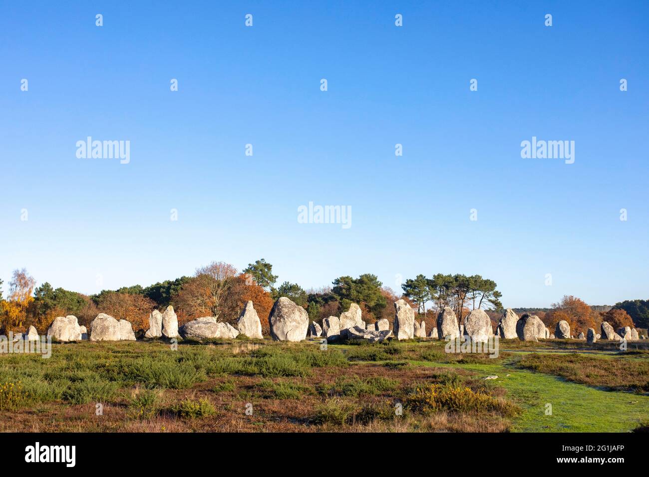 Carnac (Brittany, north western France): Kermario megalithic alignments Stock Photo