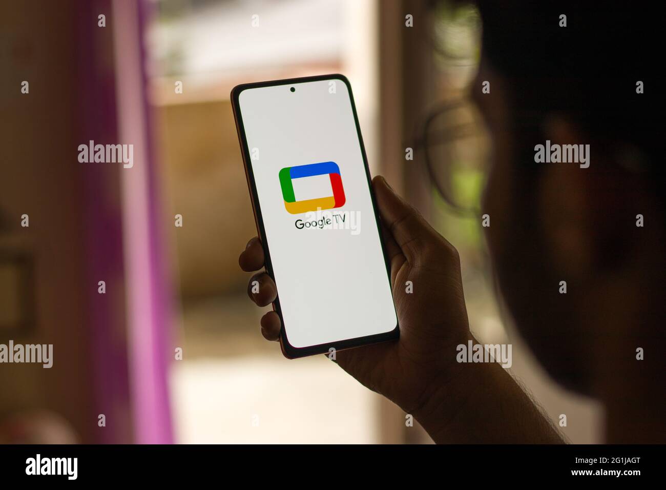 photo Voice Tv Logo https www alamy com assam india may 29 2021 google tv logo on phone screen stock image image431277304 html