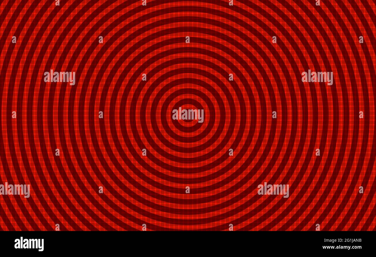 Modern abstract pattern with circles. Backdrop for game design. Vector illustration. Internet technology. Radial circles. Target red background. Stock Vector