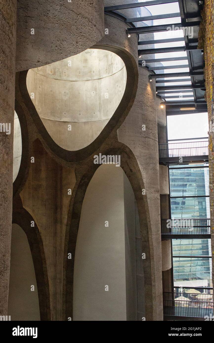 Inside the new Zeitz MOCAA, in a historic grain silo building, designed by Thomas Heatherwick, on the V&A waterfront, in Cape Town, South Africa Stock Photo
