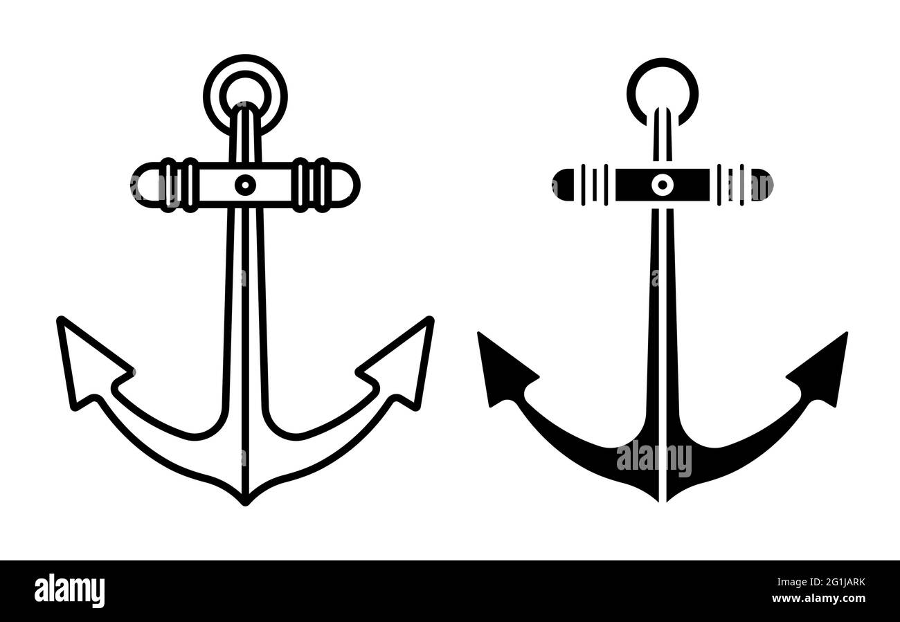ship anchor. Safe anchorage of ships in port. Simple black and white