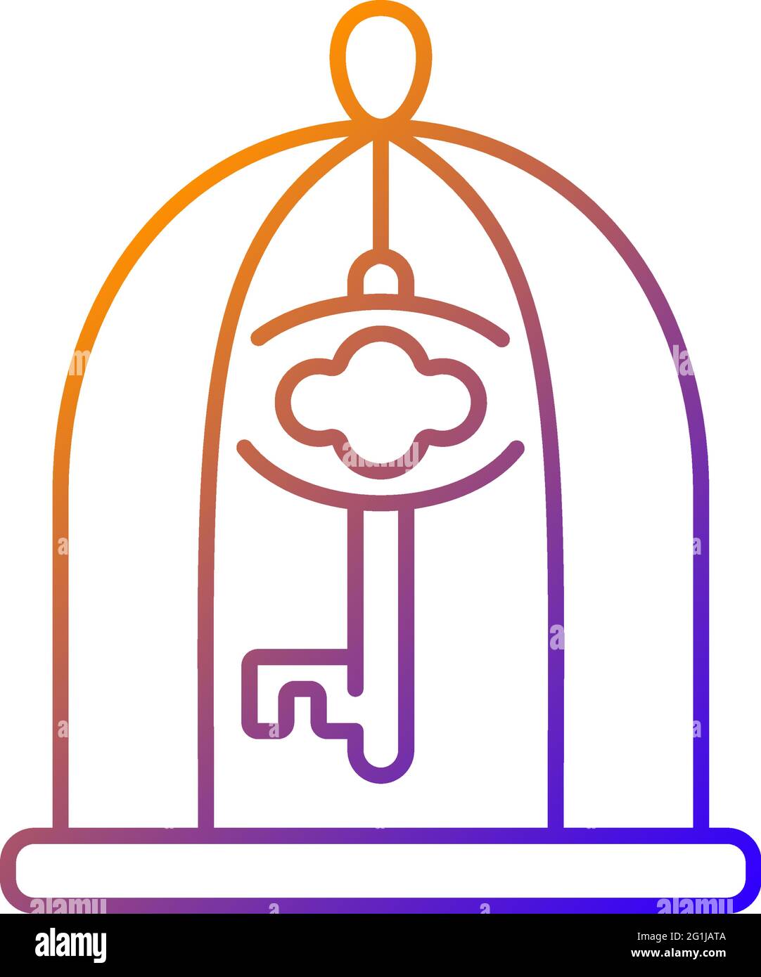 Key in cage gradient linear vector icon Stock Vector