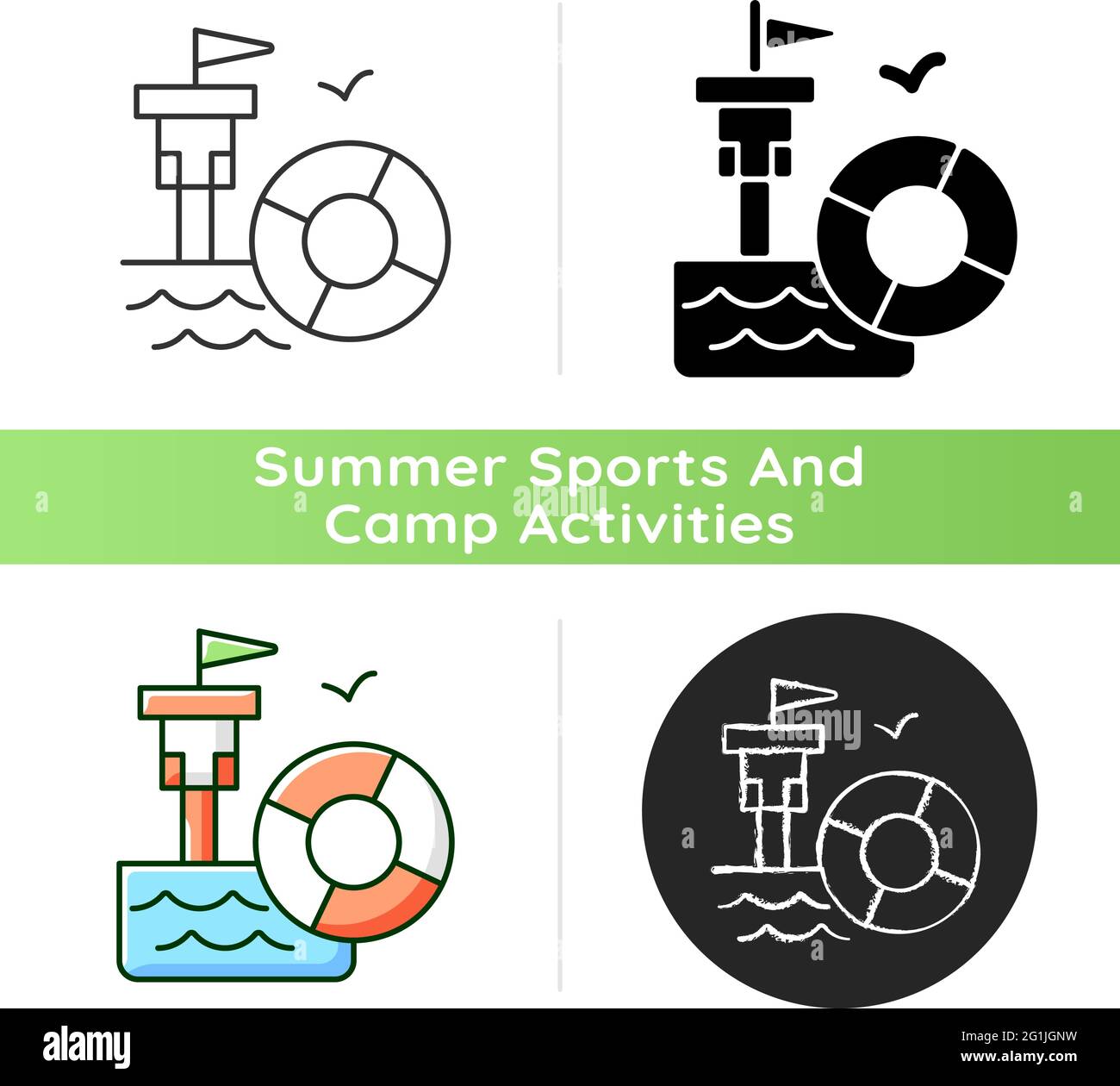 Lifeguarding training icon Stock Vector