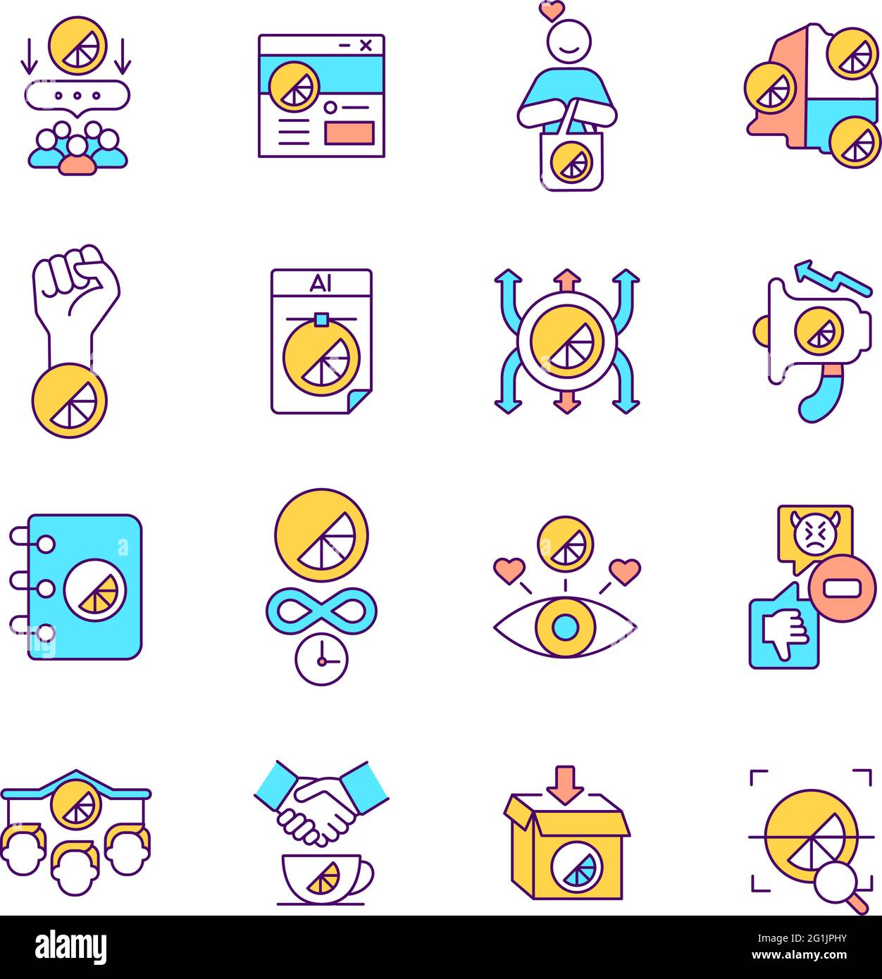 Brand promotion RGB color icons set Stock Vector Image & Art - Alamy
