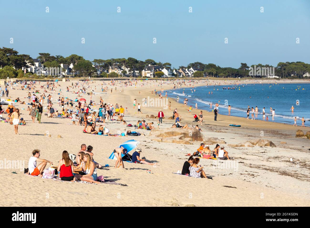 Carnac (Brittany, north western France): the 'Grande Plage' main beach Stock Photo