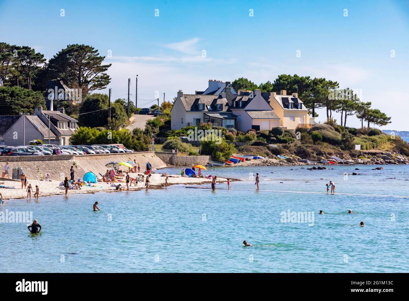 Carnac (Brittany, north western France): beach of Saint Colomban Stock Photo