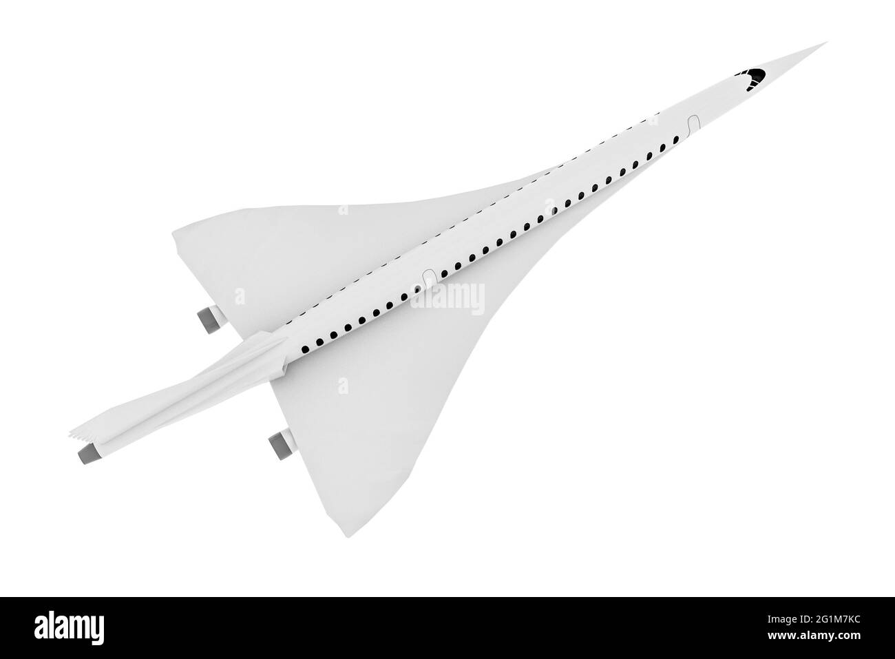 Supersonic flight, the plane to travel faster than ever. Unlike other commercial flights, it has double the speed. 3d render Stock Photo