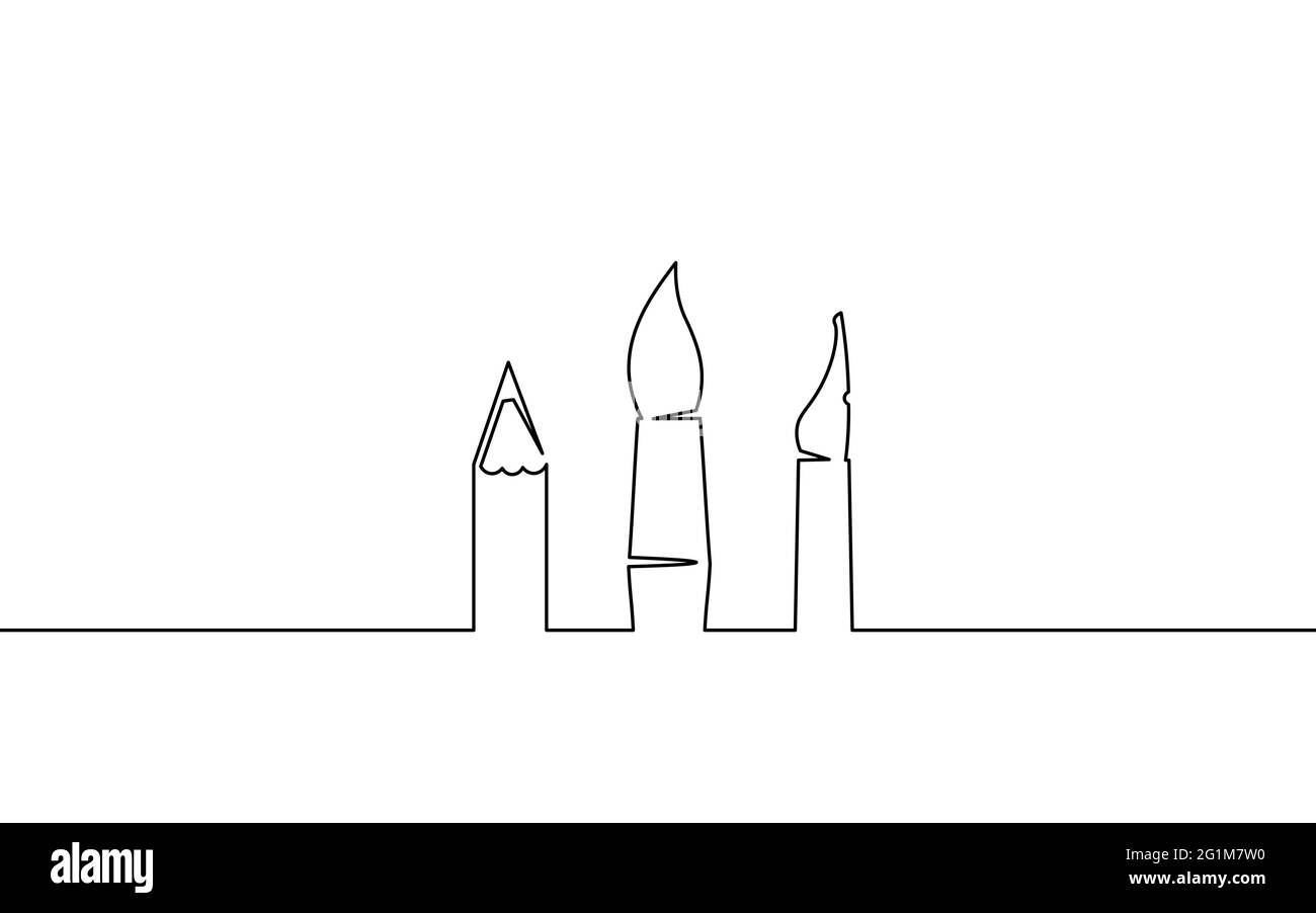 Art studio classes logo concept. Kids artist brush pencil pen drawing ...