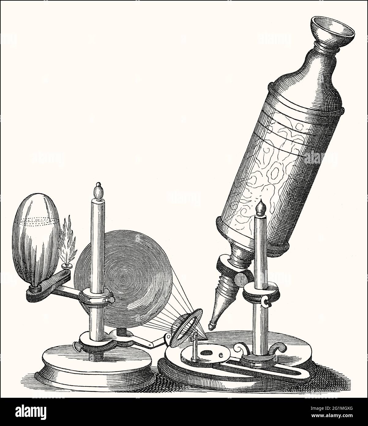 Old microscope, 17h century Stock Photo