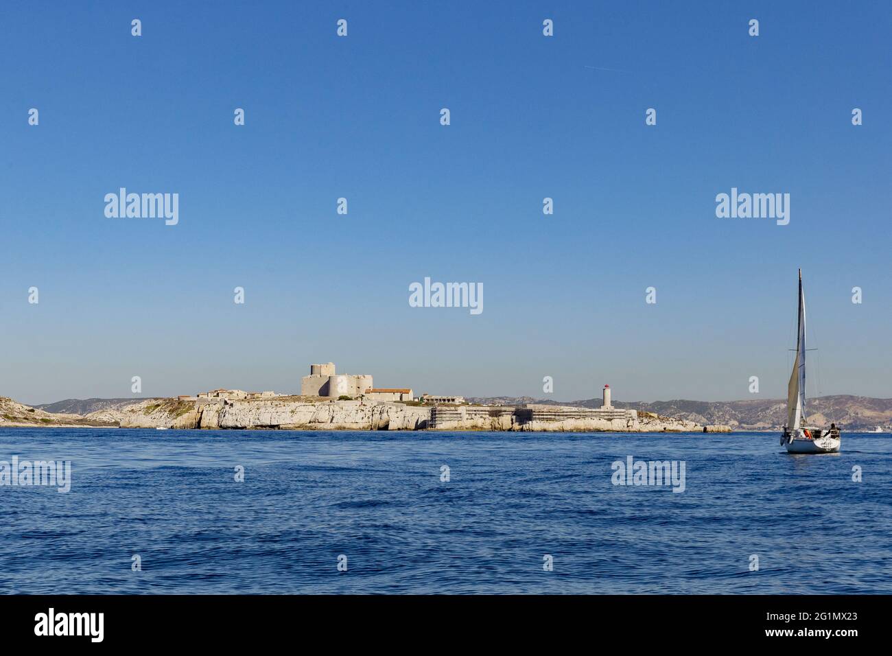 France, Marseille, Rade de Marseille, If Island, The Ch�teau d'If , on the edge of the Calanques national park Stock Photo
