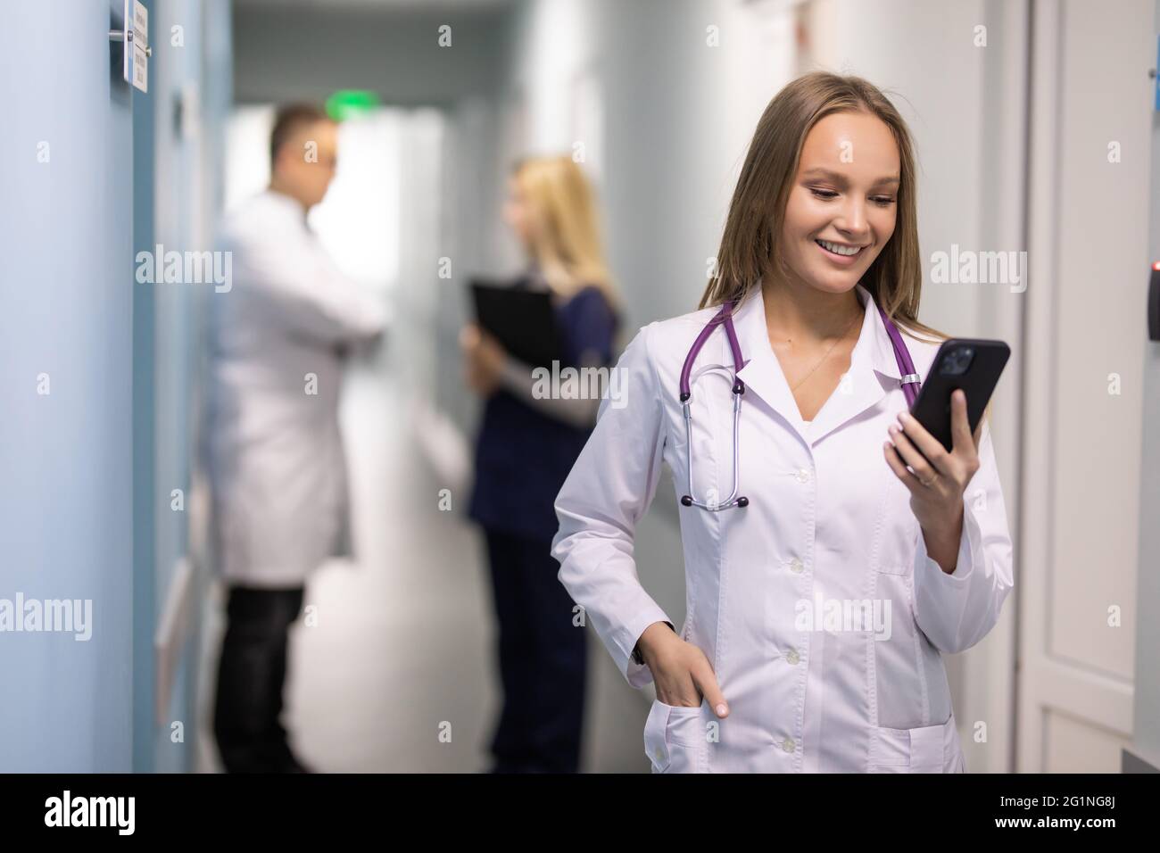 Young smart female doctor computer hires stock photography and images