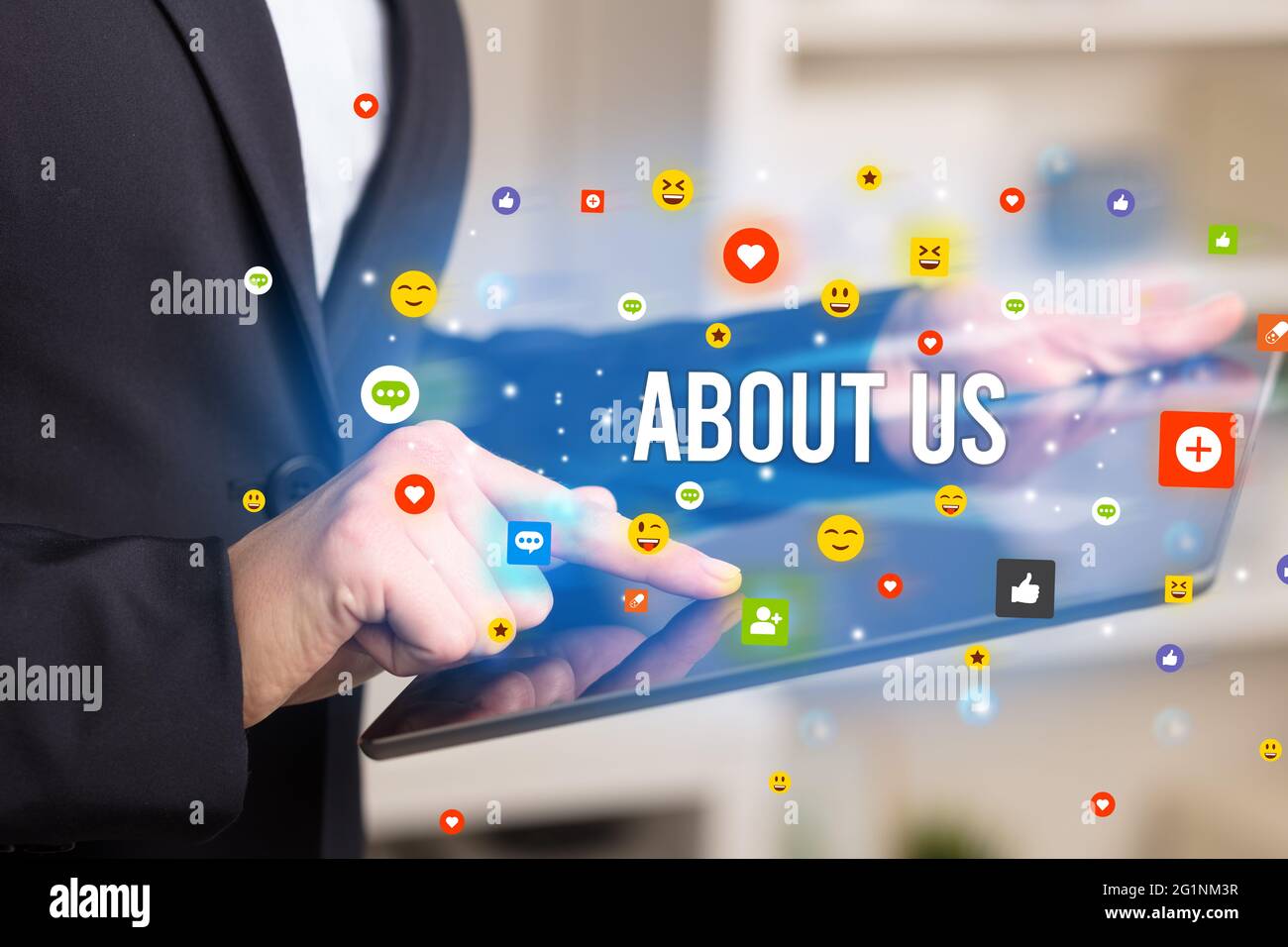business person playing multimedia concept Stock Photo