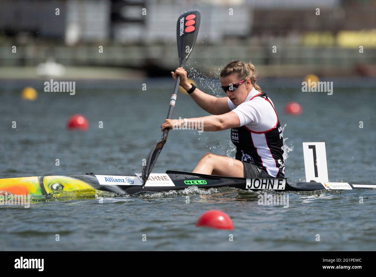 Duisburg, Deutschland. 03rd June, 2021. Canoe women K1, Franziska JOHN (KC  Potsdam), action, The Finals 2021 in the disciplines canoe, SUP, canoe polo  from June 3rd to June 6th, 2021 in Duisburg,