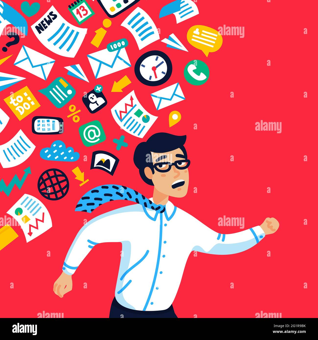 Premium Vector  Overloading illustration with busy work and multitasking  employee to finish documents or information