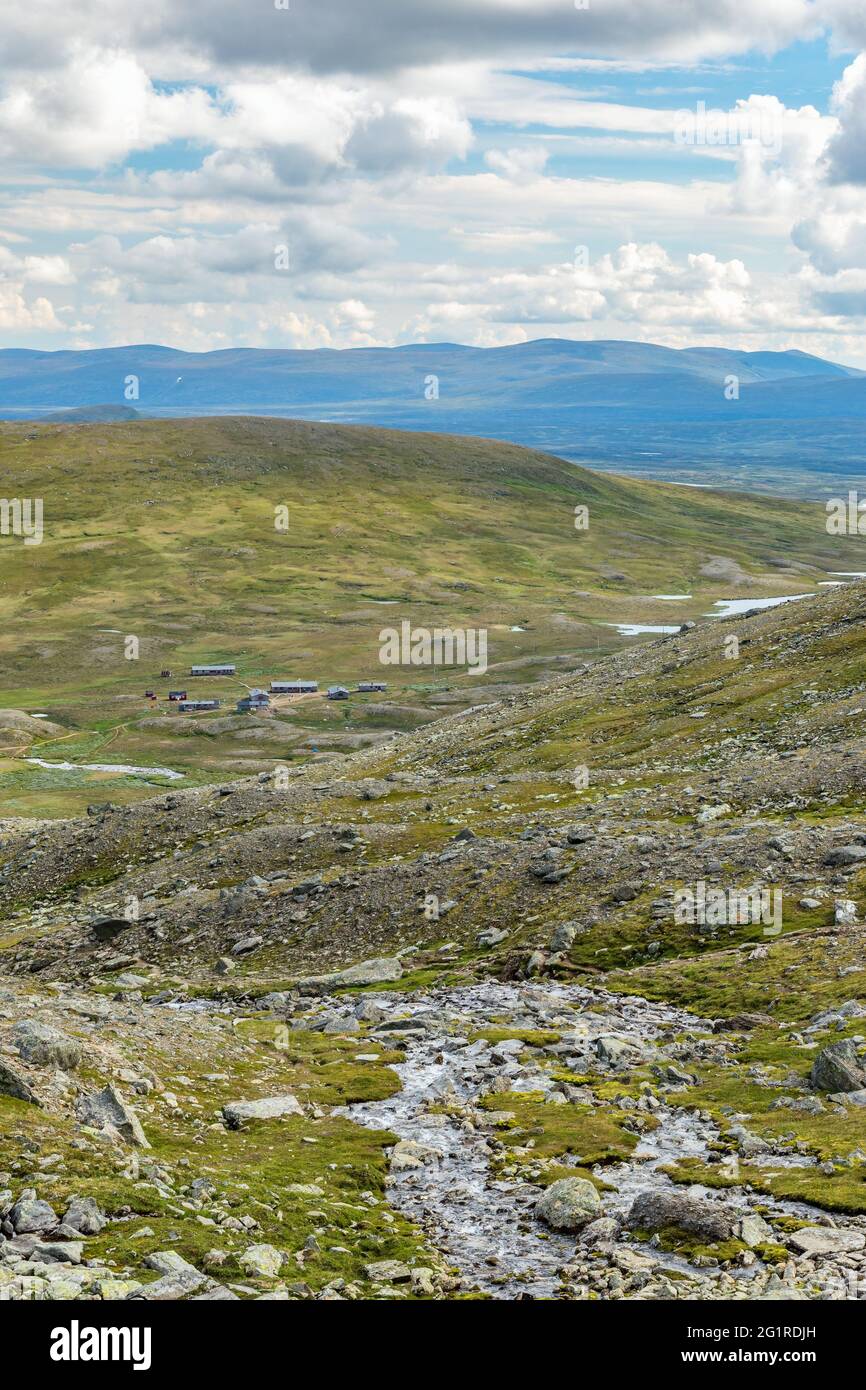 View over Helags mountain lodge in the Swedish mountains Stock Photo