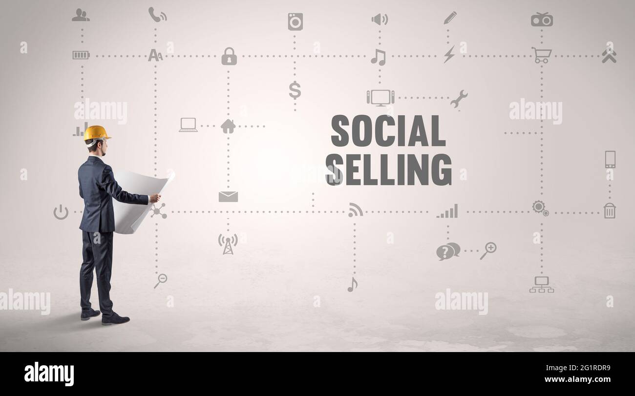 Engineer working on a new social media Stock Photo