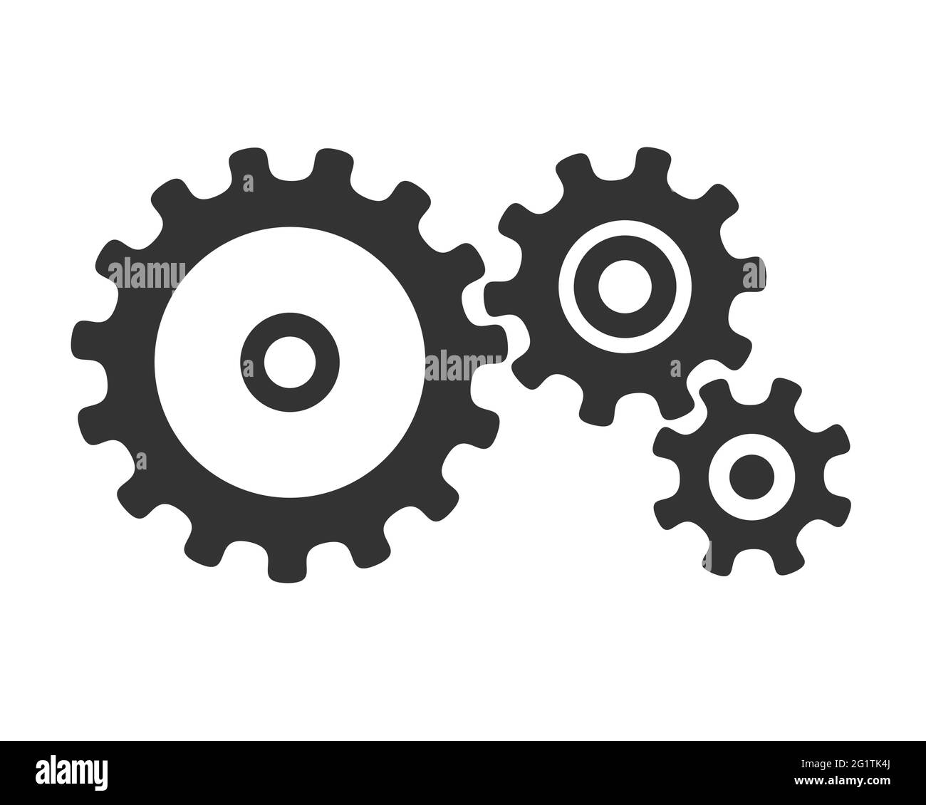 Simple three gears icon. System settings or update vector cogwheel flat