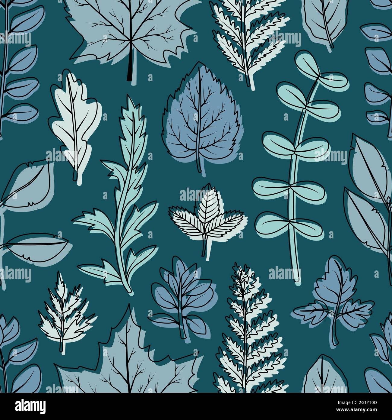 A seamless pattern of dried leaves and flowers for the herbarium. Stock Vector