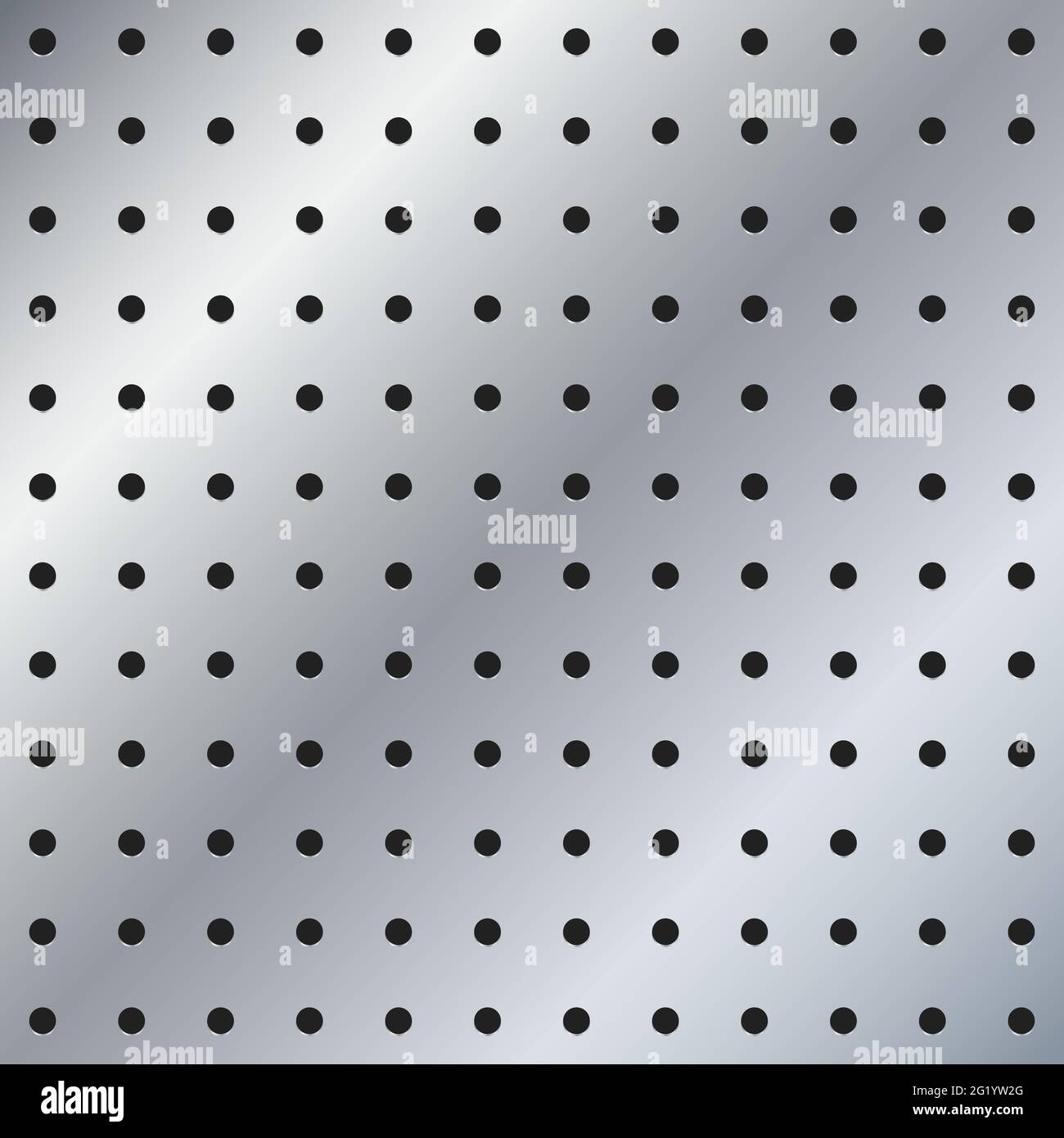 Metal Peg board perforated texture background material with round holes seamless pattern board vector illustration. Wall structure for working bench t Stock Vector