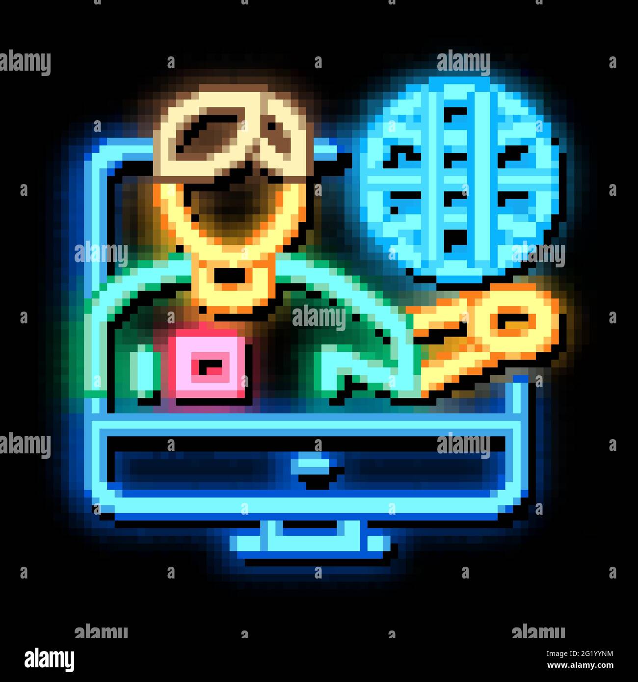 Online Computer Guide neon glow icon illustration Stock Vector Image ...
