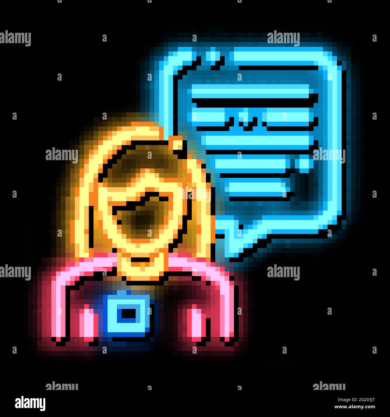 Female Worker Talk neon glow icon illustration Stock Vector Image & Art ...