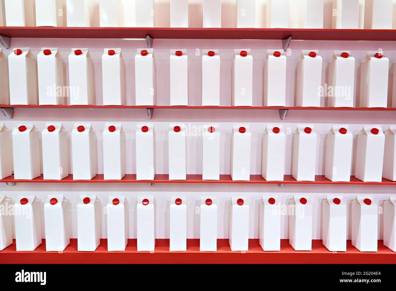 Packaging for pasteurized dairy products Stock Photo