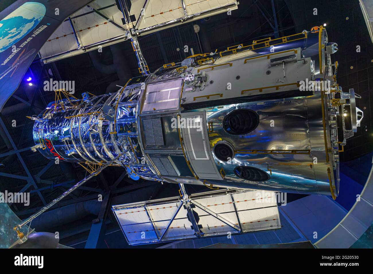 Cape Canaveral, Florida, USA - May 27: Hubble Telescope on display on May 27, 2014 at the Kennedy Space Visitors Center Stock Photo