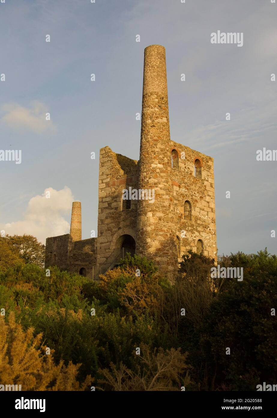 Wheal Peevor, Cornish Mine, Engine Pumping House. Industrial Heritage and Economic Geology. Cornwall, UK. Stock Photo