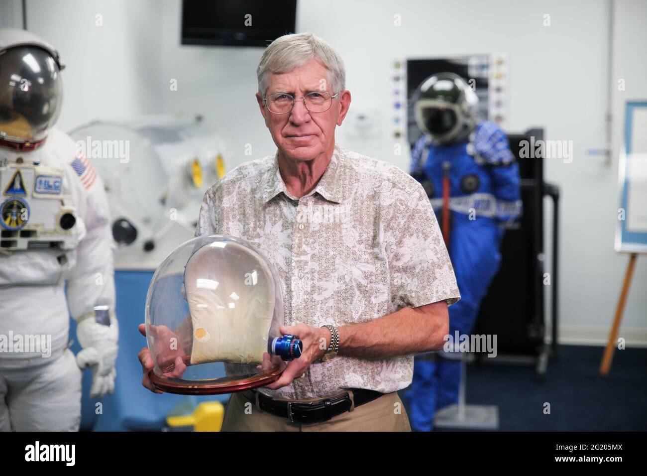 FREDERICA, DE, USA - JUNE 20, 2014: Homer Sonny Reihm led the group at ILC Industries creating the Space Suit for the Apollo moon missions. Stock Photo