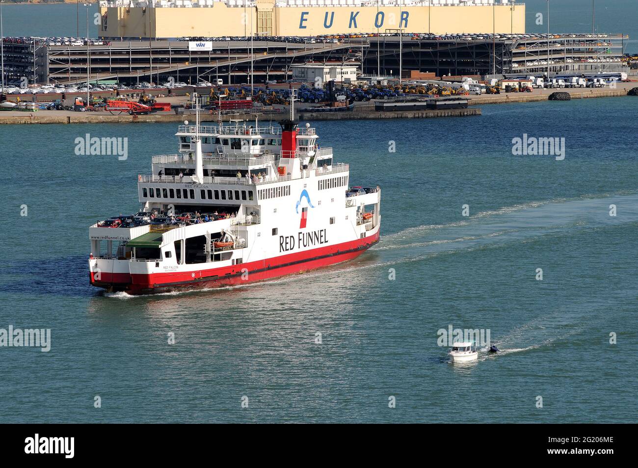 Isle of Wight Ferry 'Red Falcon' entering Southampton. Stock Photo