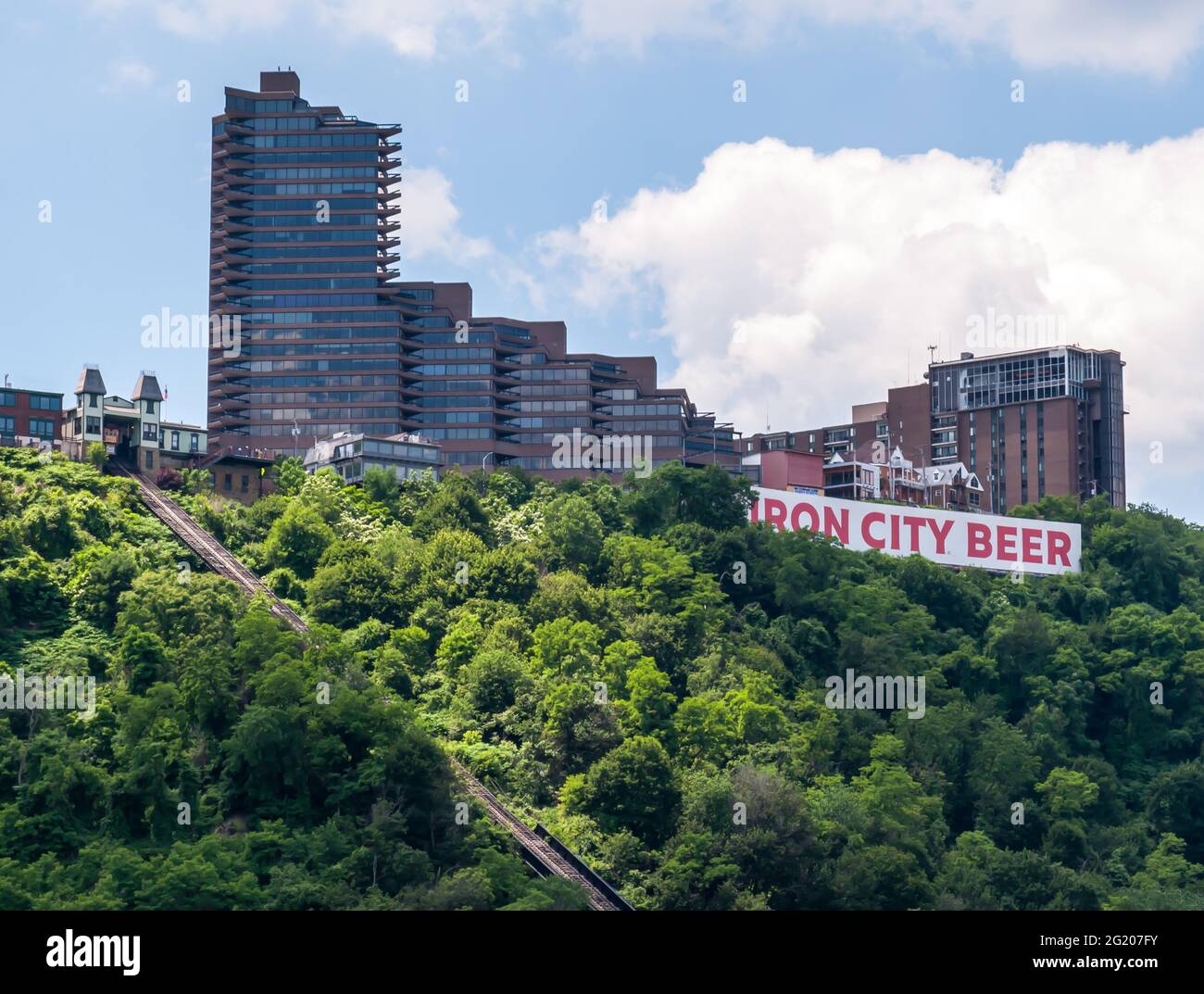 The Duquesne Incline with the Trimont Plaza on Mt Washington