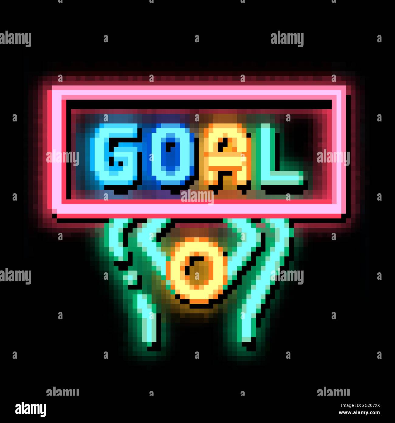 Man with Sign Goal neon glow icon illustration Stock Vector