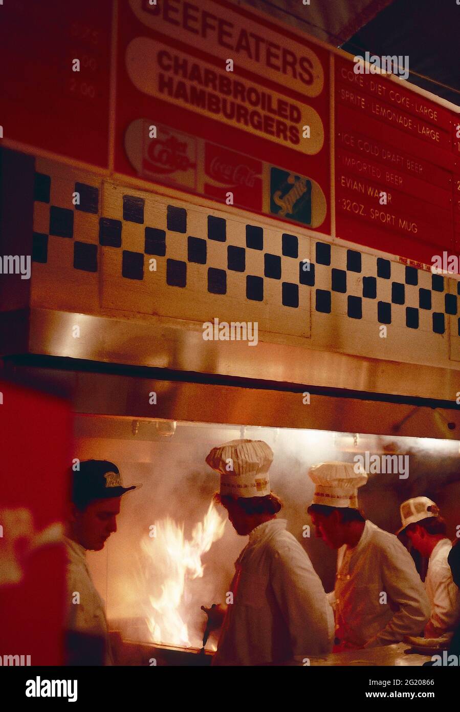 Cooking hamburgers, USA 1993 Stock Photo