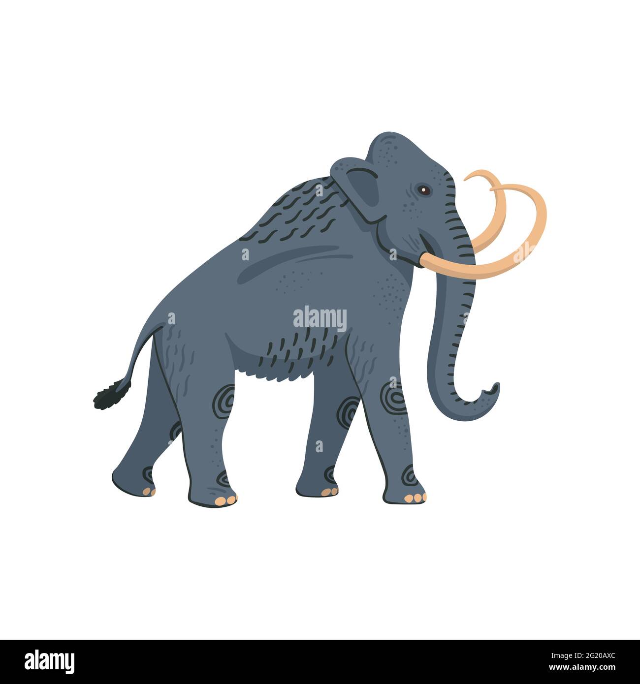 Extinct animals. Columbian mammoth. Prehistoric extinct American elephant Flat style vector illustration isolated on white background Stock Vector