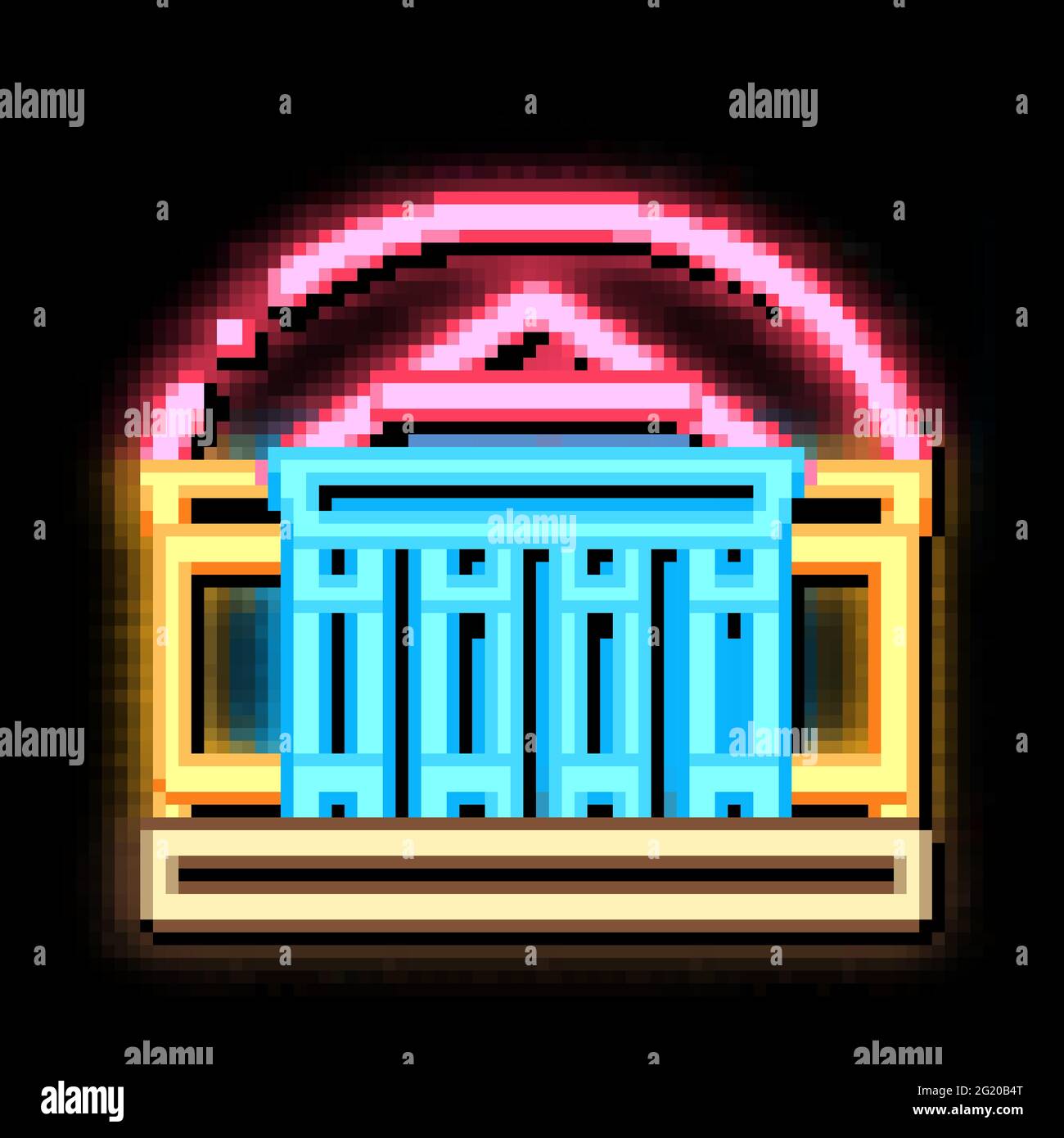 Theater Building neon glow icon illustration Stock Vector