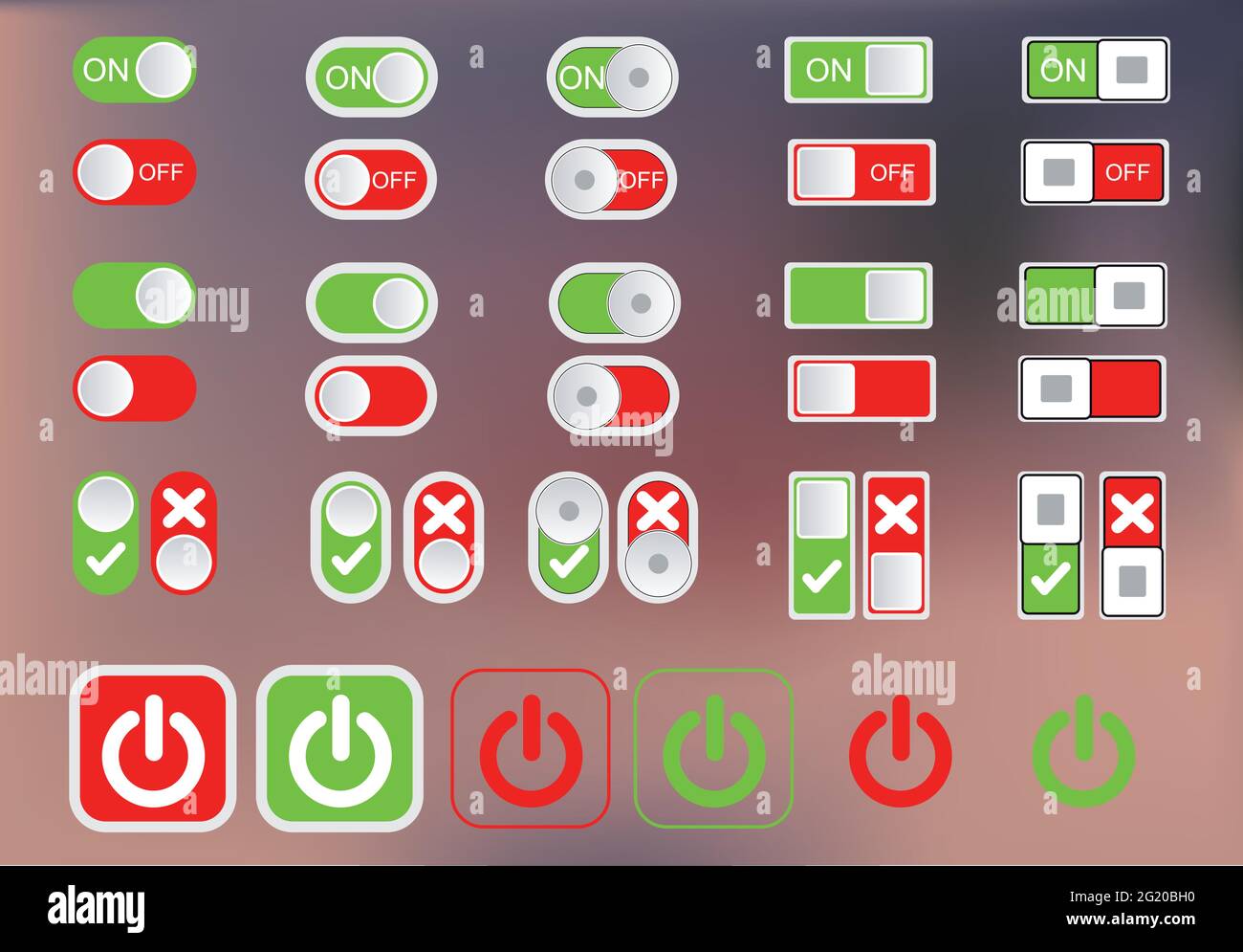 Flat icon colorful switchers onoff isolated on white background. Toggle ...