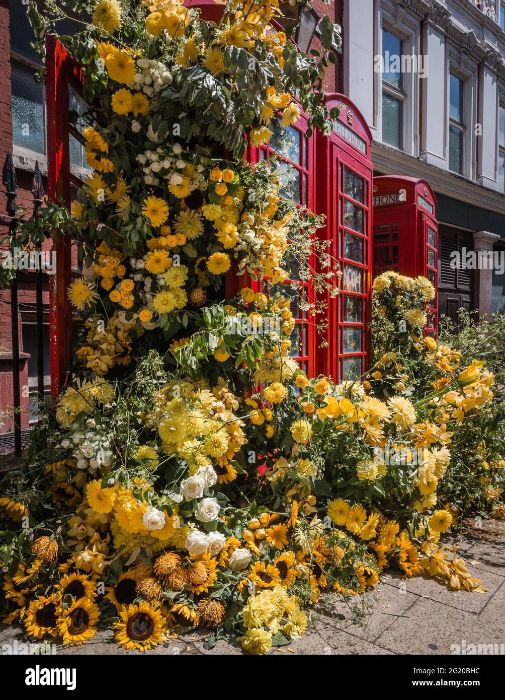 Foral guru, Lewis Miller, and royal florist Simon Lycett 'create a positive, emotional response through flowers' in London. Stock Photo