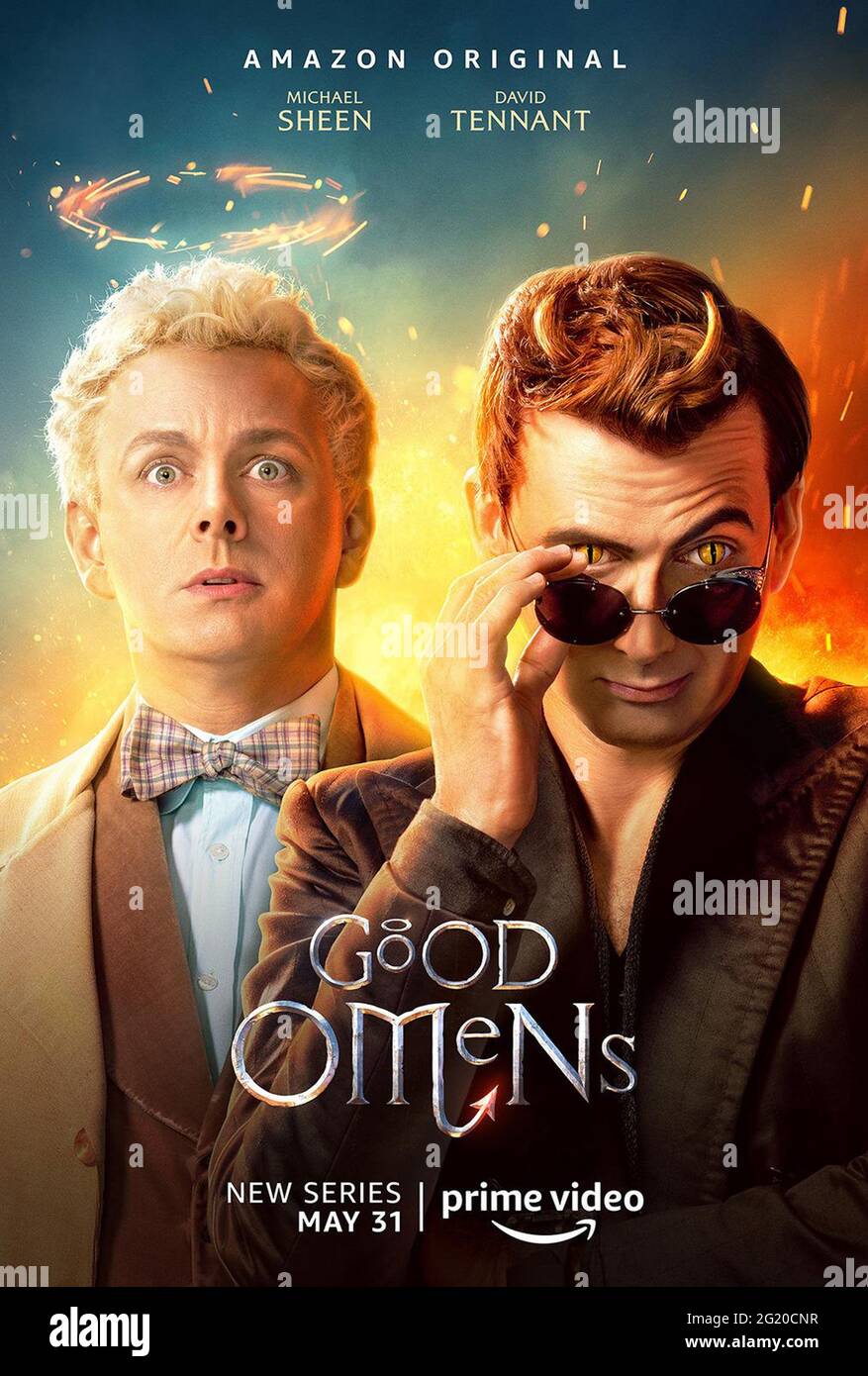 USA. David Tennant and Michael Sheen in the ©Amazon new series : Good Omens  (2019). PLOT: A tale of the bungling of Armageddon features an angel, a  demon, an eleven-year-old Antichrist, and